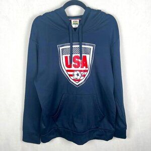 USA Soccer Team Blue Striker Pullover Hoodie Kangaroo‎ Pockets, Athletic, Size M
